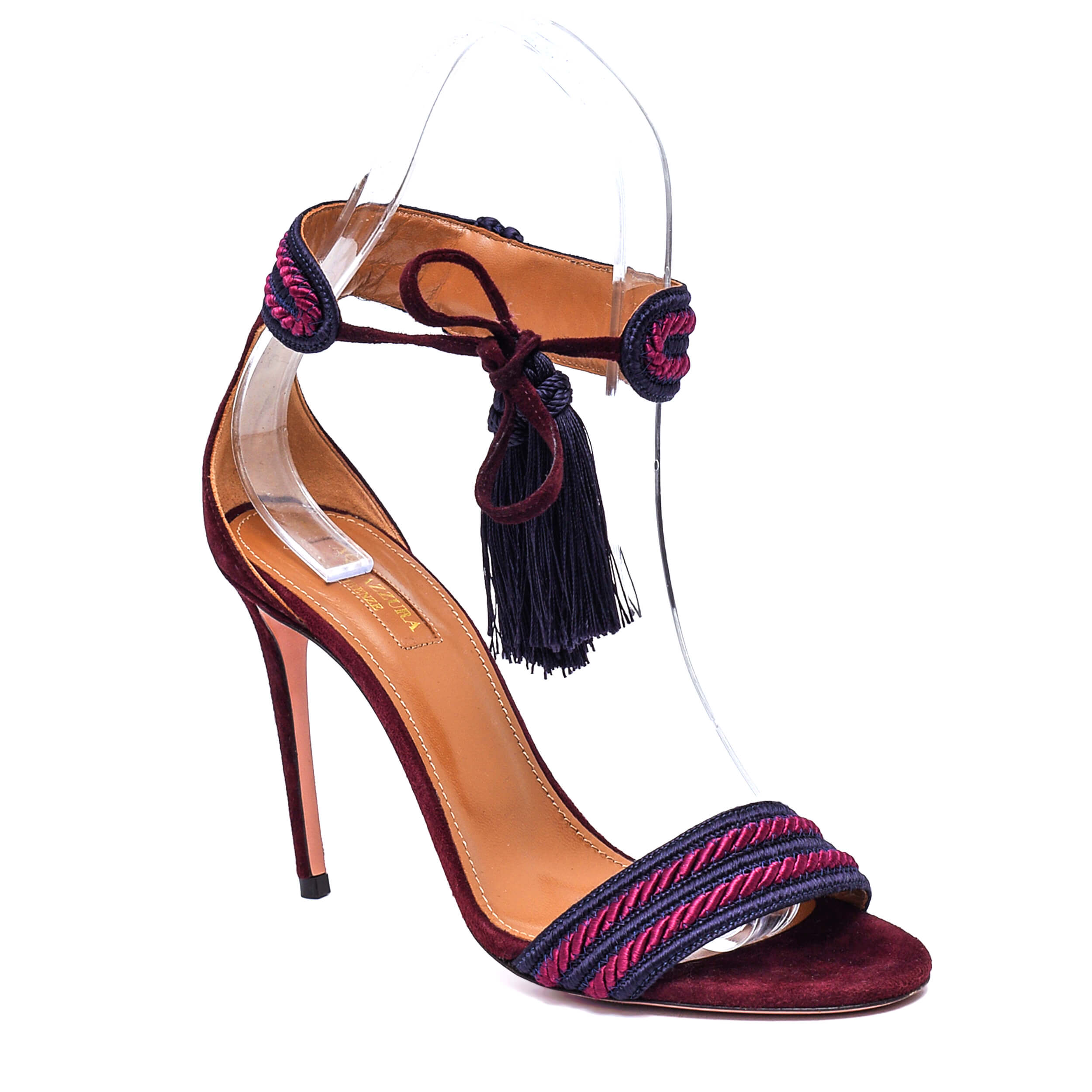 Aquazzura - Burgundy Suede Shanty Tassel Pump Sandals / 38